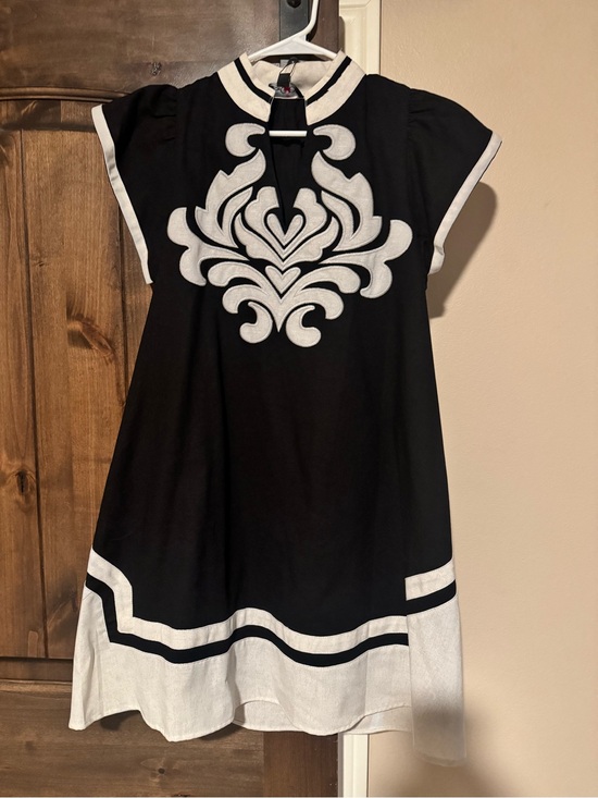 Gigio Dresses & Skirts - Women’s Black and White Embroidered A-Line Dress